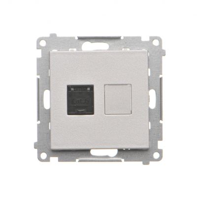 Simon 55 Gniazdo komputerowe pojedyncze RJ45 kategoria 6 z przesłoną przeciwkurzową Aluminium mat T61.01/143 KONTAKT (T61.01/143)