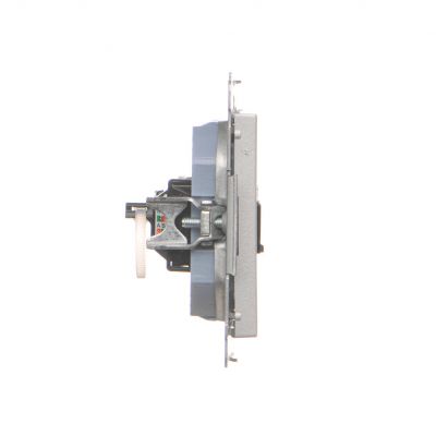 Simon 55 Gniazdo komputerowe pojedyncze RJ45 kategoria 6 z przesłoną przeciwkurzową Aluminium mat T61.01/143 KONTAKT (T61.01/143)