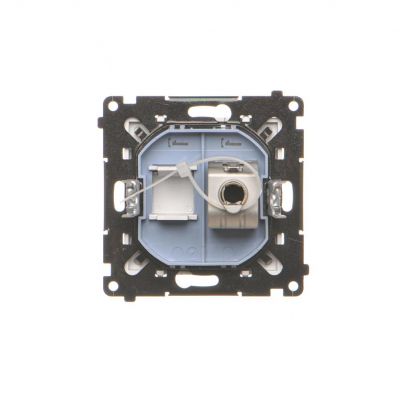 Simon 55 Gniazdo komputerowe pojedyncze RJ45 kategoria 6 ekranowane z przesłoną przeciwkurzową Aluminium mat T61E.01/143 KONTAKT (T61E.01/143)