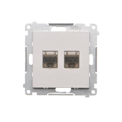 Simon 55 Gniazdo komputerowe podwójne RJ45 kategoria 6 ekranowane z przesłoną przeciwkurzową Jasnoszary mat T62E.01/114 KONTAKT (T62E.01/114)