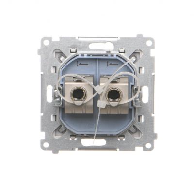 Simon 55 Gniazdo komputerowe podwójne RJ45 kategoria 6 ekranowane z przesłoną przeciwkurzową Jasnoszary mat T62E.01/114 KONTAKT (T62E.01/114)