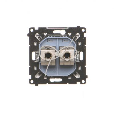 Simon 55 Gniazdo komputerowe podwójne RJ45 kategoria 6 ekranowane z przesłoną przeciwkurzową Aluminium mat T62E.01/143 KONTAKT (T62E.01/143)