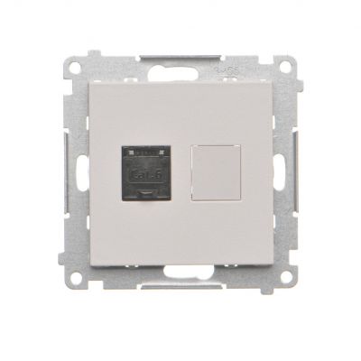 Simon 55 Gniazdo komputerowe pojedyncze RJ45 kategoria 6 z przesłoną przeciwkurzową Jasnoszary mat T61.01/114 KONTAKT (T61.01/114)