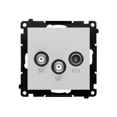 Simon 55 Gniazdo antenowe satelitarne podwójne SAT-SAT-RTV 2x Wejście: 5 MHz÷2,4 GHz Aluminium mat TASK2.01/143 KONTAKT (TASK2.01/143)