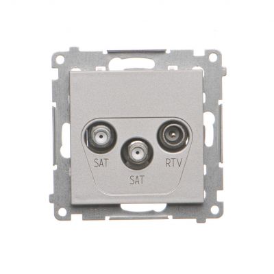 Simon 55 Gniazdo antenowe satelitarne podwójne SAT-SAT-RTV 2x Wejście: 5 MHz÷2,4 GHz Aluminium mat TASK2.01/143 KONTAKT (TASK2.01/143)