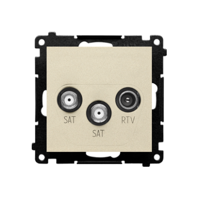 Simon 55 Gniazdo antenowe satelitarne podwójne SAT-SAT-RTV 2x Wejście: 5 MHz÷2,4 GHz Szampański mat TASK2.01/144 KONTAKT (TASK2.01/144)