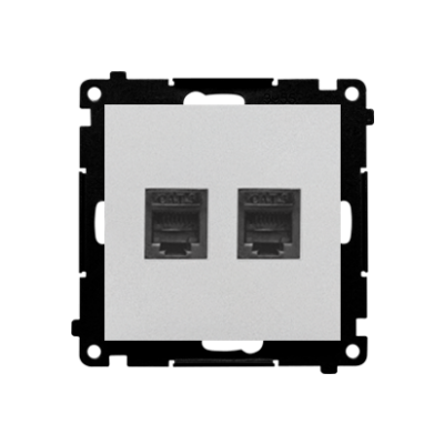 Simon 55 Gniazdo telefoniczne podwójne RJ12 Aluminium mat TF2.01/143 KONTAKT (TF2.01/143)