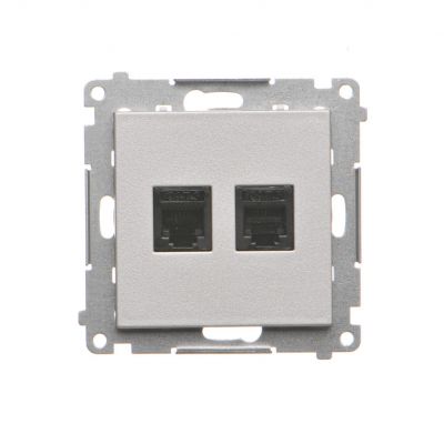 Simon 55 Gniazdo telefoniczne podwójne RJ12 Aluminium mat TF2.01/143 KONTAKT (TF2.01/143)