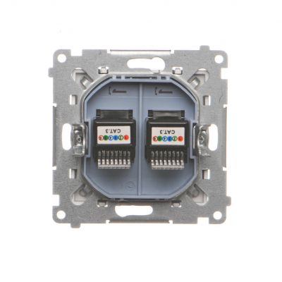 Simon 55 Gniazdo telefoniczne podwójne RJ12 Aluminium mat TF2.01/143 KONTAKT (TF2.01/143)