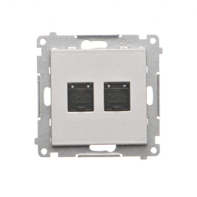 Simon 55 Gniazdo komputerowe podwójne RJ45 kategoria 6 z przesłoną przeciwkurzową Aluminium mat T62.01/143 KONTAKT (T62.01/143)