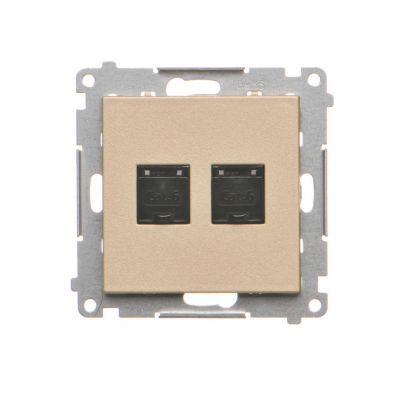 Simon 55 Gniazdo komputerowe podwójne RJ45 kategoria 6 z przesłoną przeciwkurzową Szampański mat T62.01/144 KONTAKT (T62.01/144)