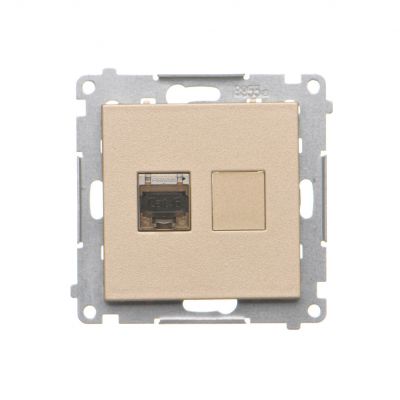 Simon 55 Gniazdo komputerowe pojedyncze RJ45 kategoria 6 ekranowane z przesłoną przeciwkurzową Szampański mat T61E.01/144 KONTAKT (T61E.01/144)