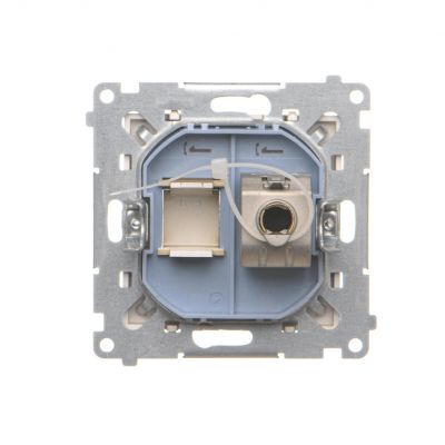 Simon 55 Gniazdo komputerowe pojedyncze RJ45 kategoria 6 ekranowane z przesłoną przeciwkurzową Szampański mat T61E.01/144 KONTAKT (T61E.01/144)
