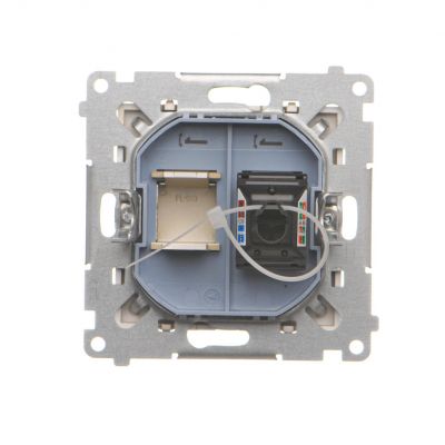 Simon 55 Gniazdo komputerowe pojedyncze RJ45 kategoria 6 z przesłoną przeciwkurzową Szampański mat T61.01/144 KONTAKT (T61.01/144)