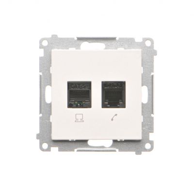 Simon 55 Gniazdo komputerowe RJ45 kategoria 5e + telefoniczne RJ12 Biały mat T5F.01/111 KONTAKT (T5F.01/111)