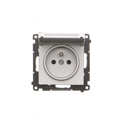 Simon 55 Gniazdo wtyczkowe do wersji IP44 bez uszczelki szybkozłączka Klapka W kolorze pokrywy Aluminium mat TGZ1BCUZ.01/143 KONTAKT (TGZ1BCUZ.01/143)