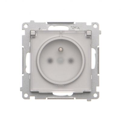Simon 55 Gniazdo wtyczkowe do wersji IP44 bez uszczelki szybkozłączka Klapka transparentna Aluminium mat TGZ1BCUZ.01/143A KONTAKT (TGZ1BCUZ.01/143A)