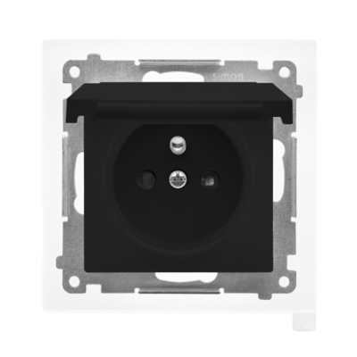 Simon 55 Gniazdo wtyczkowe do wersji IP44 bez uszczelki szybkozłączka Klapka W kolorze pokrywy Czarny mat TGZ1BCUZ.01/149 KONTAKT (TGZ1BCUZ.01/149)
