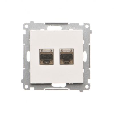 Simon 55 Gniazdo komputerowe podwójne RJ45 kategoria 6 ekranowane z przesłoną przeciwkurzową Biały mat T62E.01/111 KONTAKT (T62E.01/111)