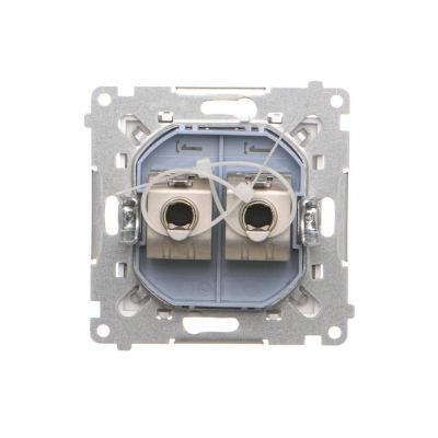 Simon 55 Gniazdo komputerowe podwójne RJ45 kategoria 6 ekranowane z przesłoną przeciwkurzową Biały mat T62E.01/111 KONTAKT (T62E.01/111)