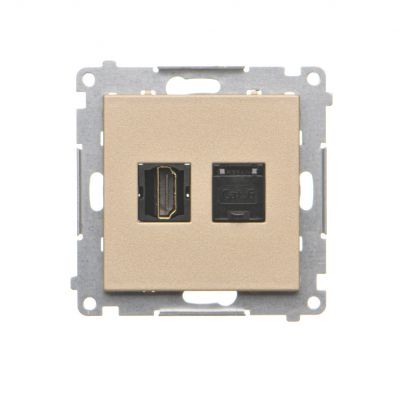 Simon 55 Gniazdo HDMI + RJ45 kat.6 Szampański mat TGHRJ45.01/144 KONTAKT (TGHRJ45.01/144)