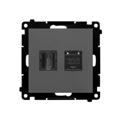 Simon 55 Gniazdo HDMI + RJ45 kat.6 Grafitowy mat TGHRJ45.01/116 KONTAKT (TGHRJ45.01/116)