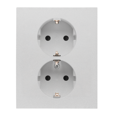 Simon 55 Gniazdo Schuko z przesłonami podwójne zaciski śrubowe Aluminium mat TGSZ2PZFAR/143 KONTAKT (TGSZ2PZFAR/143)