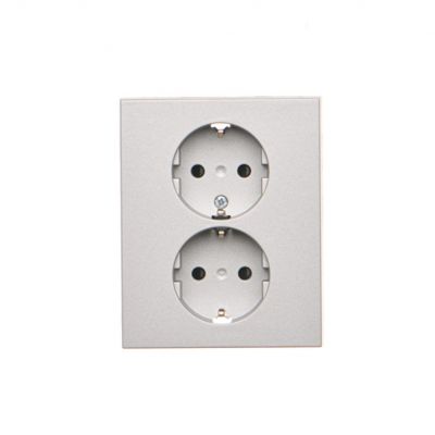 Simon 55 Gniazdo Schuko z przesłonami podwójne zaciski śrubowe Aluminium mat TGSZ2PZFAR/143 KONTAKT (TGSZ2PZFAR/143)