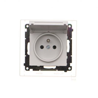 Simon 55 Gniazdo wtyczkowe do wersji IP44 z uszczelką szybkozłączka KlapkaW kolorze pokrywy Jasnoszary mat TGZ1BCZ.01/114 KONTAKT (TGZ1BCZ.01/114)