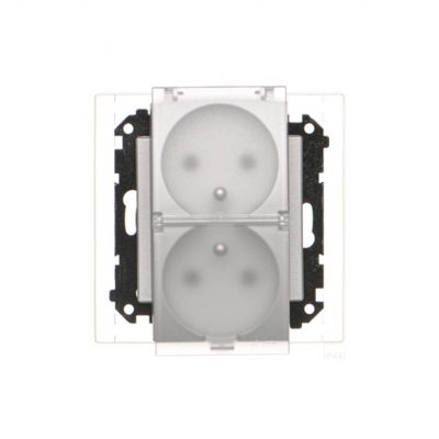 Simon 55 Gniazdo wtyczkowe podwójne do wersji IP44 z uszczelką szybkozłączka Klapka transparentna Aluminium mat TGZ2BMCZ.01/143A KONTAKT (TGZ2BMCZ.01/143A)