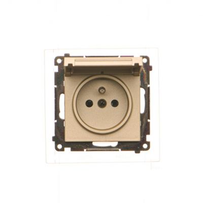 Simon 55 Gniazdo wtyczkowe do wersji IP44 z uszczelką szybkozłączka Klapka W kolorze pokrywy Szampański mat TGZ1BCZ.01/144 KONTAKT (TGZ1BCZ.01/144)