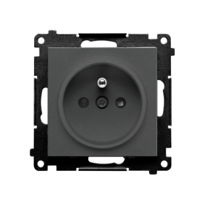 Simon 55 Gniazdo pojedyncze z/u i przesłonami szybkozłączka Grafitowy mat TGZ1CZ.01/116 KONTAKT (TGZ1CZ.01/116)