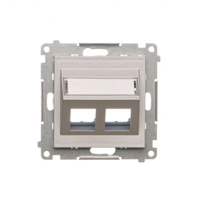 Simon 55 Pokrywa gniazd teleinformatycznych na Keystone skośna podwójna z polem opisowym Aluminium mat TKP2S.01/143 KONTAKT (TKP2S.01/143)