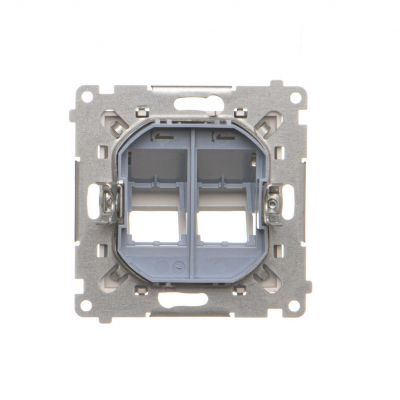 Simon 55 Pokrywa gniazd teleinformatycznych na Keystone skośna podwójna z polem opisowym Aluminium mat TKP2S.01/143 KONTAKT (TKP2S.01/143)