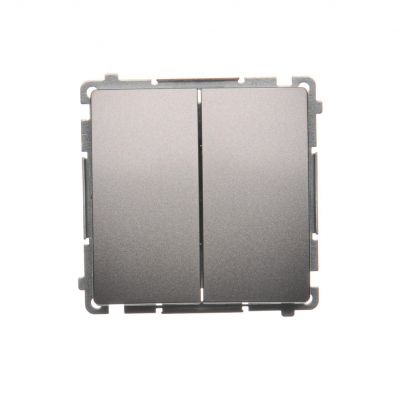 Simon Basic Przycisk podwójny zwierny dwuobwodowy: 2 wejścia 2 wyjścia 16A 250V szybkozłączka stal inox BMP2.01/21 KONTAKT (BMP2.01/21)