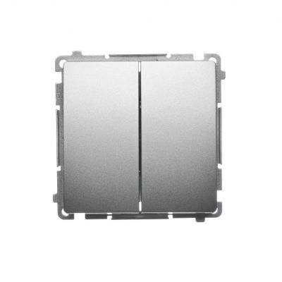 Simon Basic Przycisk podwójny zwierny dwuobwodowy: 2 wejścia 2 wyjścia 16A 250V szybkozłączka satynowy BMP2.01/29 KONTAKT (BMP2.01/29)