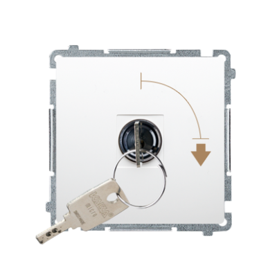 Simon Basic Łącznik pojedynczy jednobiegunowy z kluczem 2 pozycyjny /0-I/ styk N/O Możliwość wyjęcia klucza w każdej pozycji biały BMW1K.01/11 KONTAKT (BMW1K.01/11)