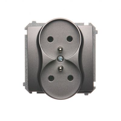 Simon Basic Gniazdo wtyczkowe podwójne z uziemieniem  Σ16A 250V zaciski śrubowe stal inox BMGZ2M.01/21 (BMGZ2M.01/21)