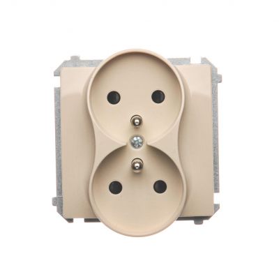 Simon Basic Gniazdo wtyczkowe podwójne z uziemieniem  z przesłonami torów prądowych Σ16A 250V zaciski śrubowe beż BMGZ2MZ.01/12 (BMGZ2Mz.01/12)