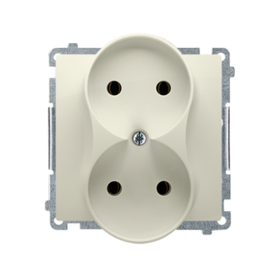 Simon Basic Gniazdo wtyczkowe podwójne bez uziemienia  Σ16A 250V zaciski śrubowe beż BMG2M.01/12 (BMG2M.01/12)