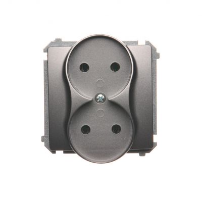 Simon Basic Gniazdo wtyczkowe podwójne bez uziemienia  Σ16A 250V zaciski śrubowe stal inox BMG2M.01/21 (BMG2M.01/21)