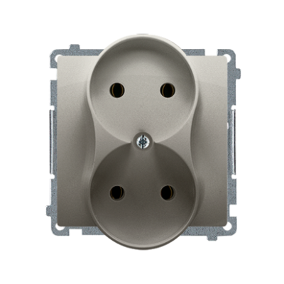 Simon Basic Gniazdo wtyczkowe podwójne bez uziemienia  Σ16A 250V zaciski śrubowe satynowy BMG2M.01/29 (BMG2M.01/29)