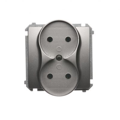 Simon Basic Gniazdo wtyczkowe podwójne bez uziemienia  Σ16A 250V zaciski śrubowe satynowy BMG2M.01/29 (BMG2M.01/29)
