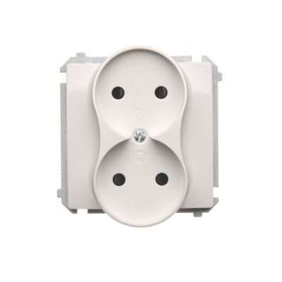 Simon Basic Gniazdo wtyczkowe podwójne bez uziemienia  z przesłonami torów prądowych Σ16A 250V zaciski śrubowe biały BMG2MZ.01/11 (BMG2Mz.01/11)