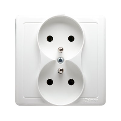 Simon Basic Gniazdo wtyczkowe z uziemieniem podwójne monoblok 16A 250V zaciski śrubowe biały *Kompletne - nie do ramek BMGZ2/11 KONTAKT (BMGZ2/11)