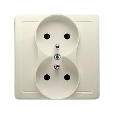 Simon Basic Gniazdo wtyczkowe z uziemieniem podwójne monoblok 16A 250V zaciski śrubowe beż *Kompletne - nie do ramek BMGZ2/12 KONTAKT (BMGZ2/12)