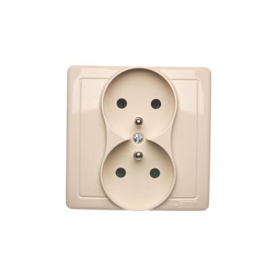 Simon Basic Gniazdo wtyczkowe z uziemieniem podwójne monoblok 16A 250V zaciski śrubowe beż *Kompletne - nie do ramek BMGZ2/12 KONTAKT (BMGZ2/12)