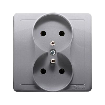 Simon Basic Gniazdo wtyczkowe z uziemieniem podwójne monoblok 16A 250V zaciski śrubowe stal inox *Kompletne - nie do ramek BMGZ2/21 KONTAKT (BMGZ2/21)