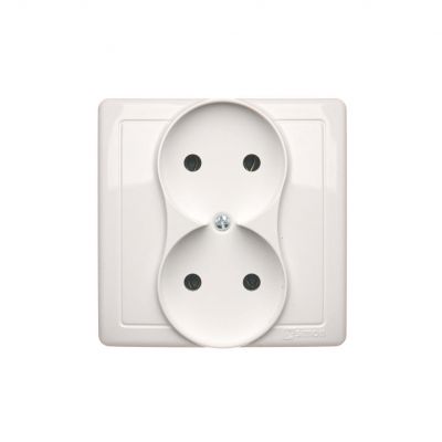 Simon Basic Gniazdo wtyczkowe bez uziemienia podwójne monoblok 16A 250V zaciski śrubowe biały *Kompletne - nie do ramek BMG2/11 KONTAKT (BMG2/11)