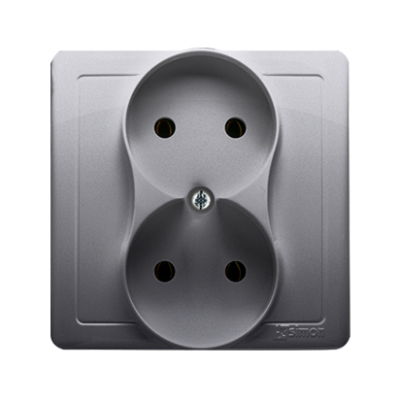 Simon Basic Gniazdo wtyczkowe bez uziemienia podwójne monoblok z przesłonami torów prądowych 16A 250V zaciski śrubowe stal inox *Kompletne - nie do ramek BMG2Z/21 BMG2z/21 KONTAKT (BMG2z/21)